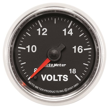 Autometer GS Series 2-1/16in Voltmeter 18V Electrical Gauge Full Sweep