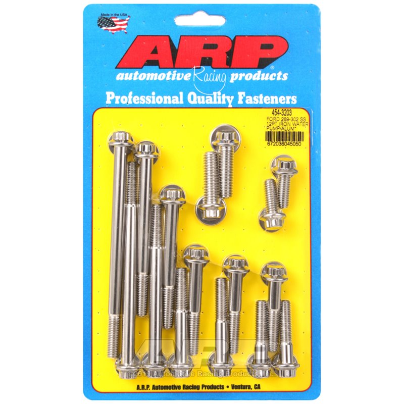 ARP Ford 289-302 SS 12pt Iron Water Pump and Front Cover Bolt Kit