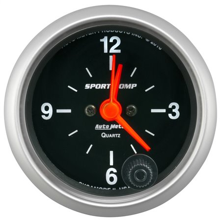 Autometer Sport-Comp 2-1/16in. 12 Hour Analog Clock Gauge