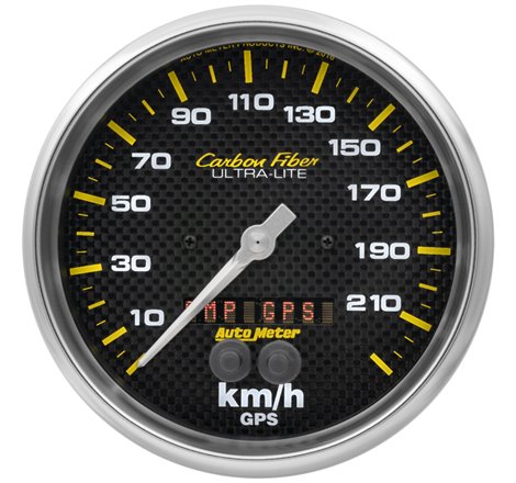 Autometer Carbon Fiber 5in. 0-225 KM/H (GPS) Speedometer Gauge