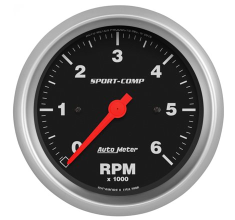 AutoMeter Sport-Comp 3-3/8in. 0-6K RPM In-Dash Tachometer Gauge