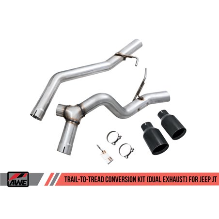 AWE Tuning 2020+ Jeep Gladiator 3.6L Trail-to-Tread (Dual Exhaust) Conversion Kit w/Diamond Blk Tips