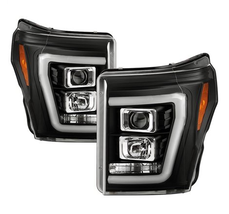 Spyder Ford F250/350/450 11-16 V2 High-Power LED Headlights-White Light Bar-Black PRO-YD-FS11V2PL-BK