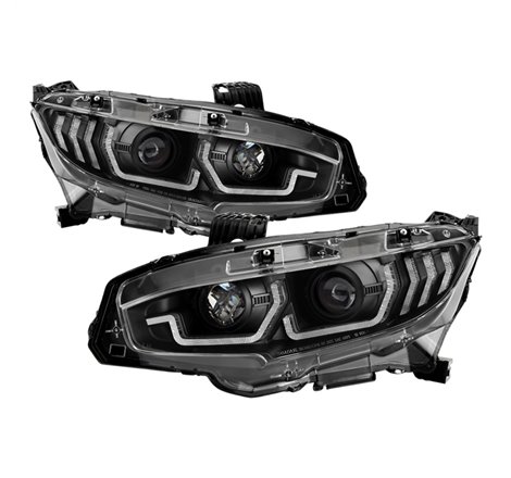 Spyder Honda Civic 16- 2DR/4DR/Hatchback Projector Headlights - Black PRO-YD-HC16SI-SEQGR-BK