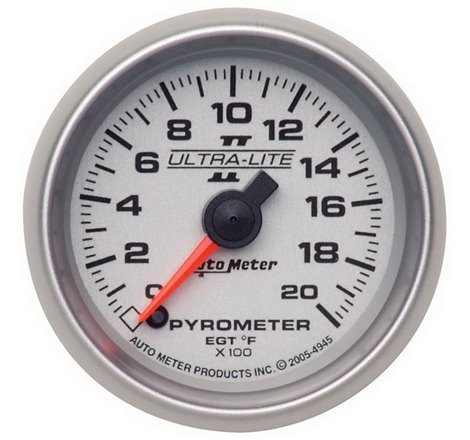 Autometer Ultra-Lite II 52mm 0-2000 Deg F Full Sweep Electric Pyrometer (EGT) Gauge