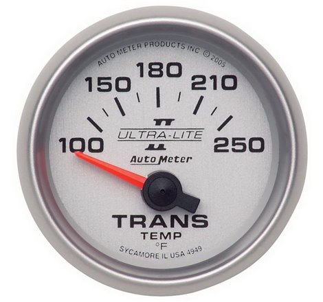 Autometer Ultra-Lite II 52mm 100-250 Deg F Short Sweep Electric Transmission Temperature Gauge