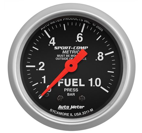 Autometer Sport-Comp 52mm 0-1.0 Bar Fuel Pressure Mechanical Gauge