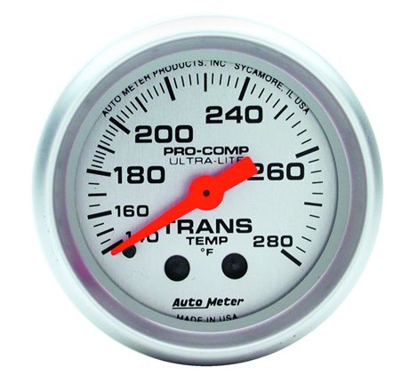 Autometer Ultra-Lite 52mm 140-280 Deg F Mechanical Transmission Temp Gauge