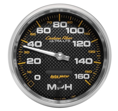 Autometer Carbon Fiber Series 5-inch 160 MPH Elec. Programmable Speedometer