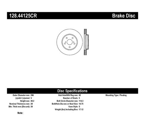 StopTech 02 Lexus ES250/300/330/350/06-12 IS250/300/350 Drilled Right Front Rotor