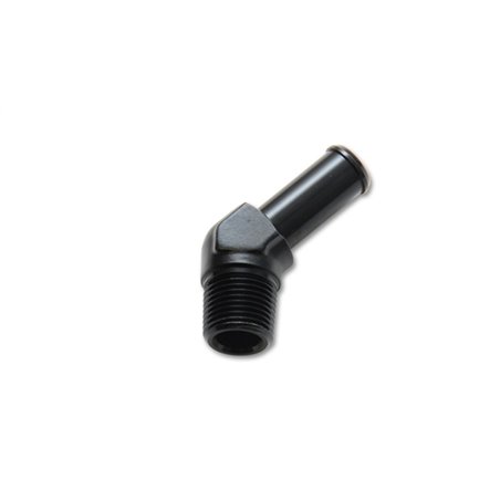 Vibrant 3/8 NPT to 1/2in Barb Straight Fitting 45 Deg Adapter - Aluminum