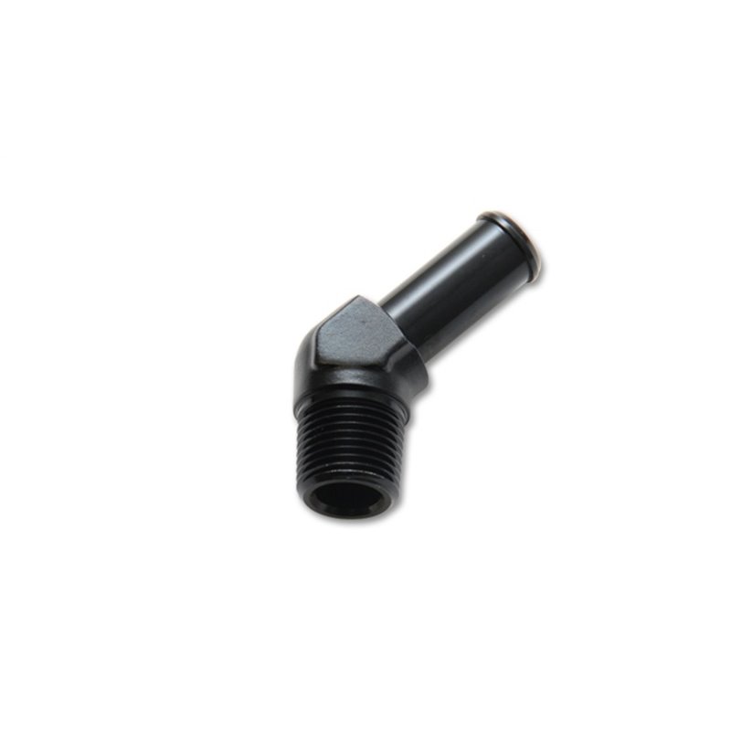 Vibrant 1/2 NPT to 5/8in Barb Straight Fitting 45 Deg Adapter - Aluminum