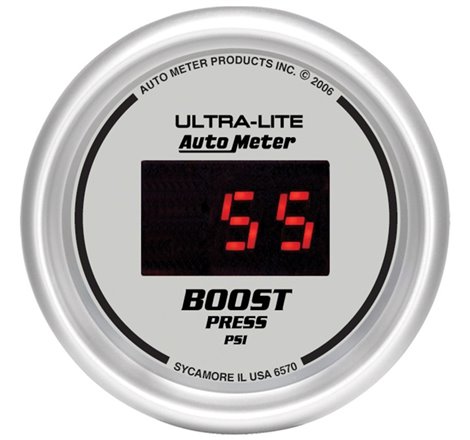 Autometer Ultra-Lite 2-1/16in 5-60 PSI Digital Boost Pressure Gauge - Silver