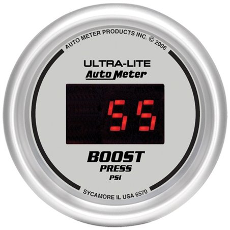 Autometer Ultra-Lite 2-1/16in 5-60 PSI Digital Boost Pressure Gauge - Silver