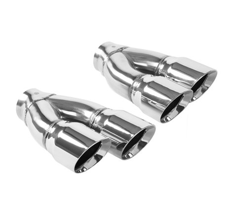 MagnaFlow Tip Stainless Double Wall Round Dual Outlet Polish 3in DIA 2.25in Inlet 9.75in Len (qty 2)