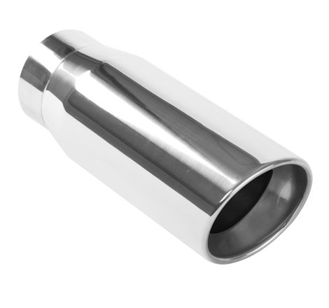 MagnaFlow Tip Stainless Double Wall Round Single Outlet Polished 5in DIA 4in Inlet 13in Length