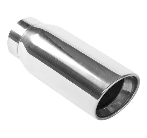 MagnaFlow Tip Stainless Double Wall Round Single Outlet Polished 4.5in DIA 3.5in Inlet 12in Length