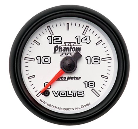 Autometer Phantom II 52.4mm Full Sweep Electronic 8-18 Volts Voltmeter Gauge