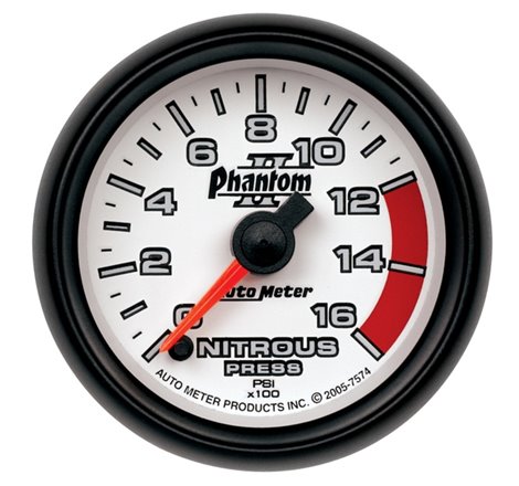 Autometer Phantom II 2-1/16in 0-1600 PSI Electrical Nitrous Pressure Gauge