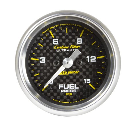 Autometer Carbon Fiber 52.4mm Full Sweep Electronic 0-15 PSI Fuel Pressure Gauge