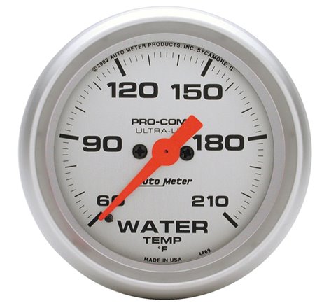 Autometer Ultra-Lite 52mm 60-210 Deg F Electronic Water Temp Gauge