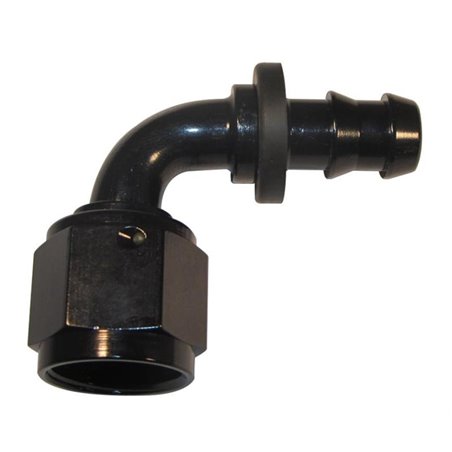 Fragola -10AN Nut x -8AN 90 Degree Push-Lite Hose End For Fuel Cell Conversion - Black