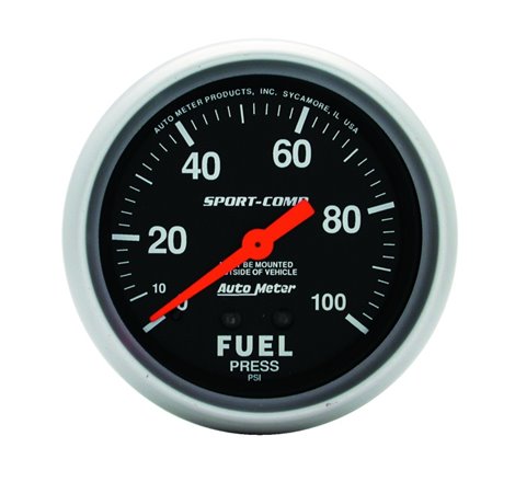 Autometer Sport-Comp 2 5/8in 100psi Mechanical Fuel Pressure Gauge