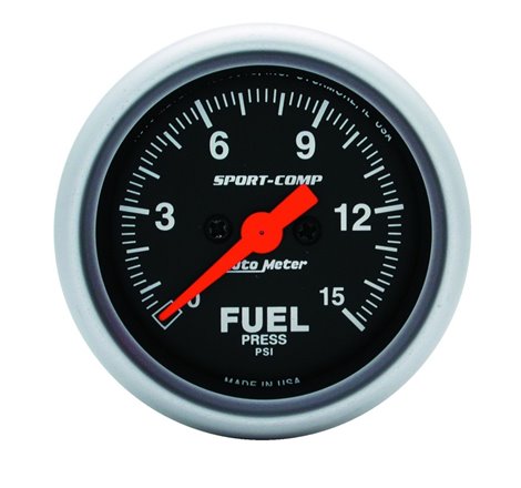 Autometer Sport-Comp 52mm 15PSI Electronic Fuel Pressure Gauge