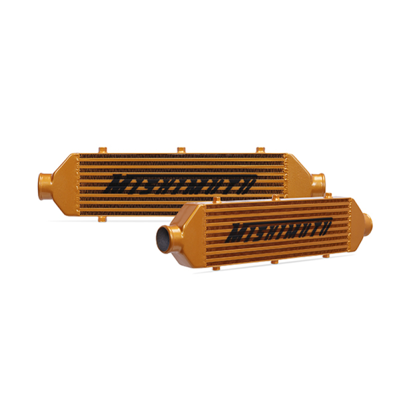 Mishimoto Universal Gold Z Line Intercooler  Overall Size: 28x8x3 Core Size: 21x6x2.5 Inlet / Outlet