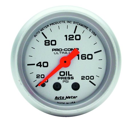 Autometer Ultra-Lite 52mm 0-200 PSI Mechanical Oil Pressure Gauge