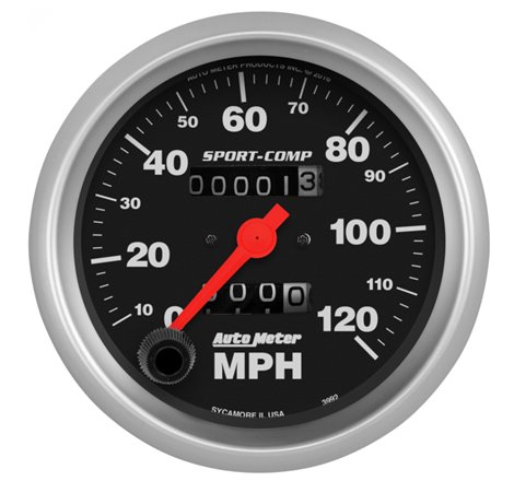 Autometer Sport-Comp 3-3/8 inch 120 MPH Mechanical Speedometer