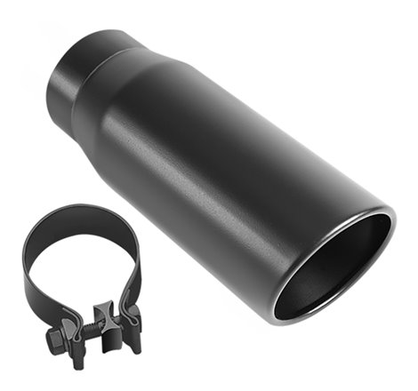 MagnaFlow Tip Stainless Black Coated Single Double Round Single Outlet 5in Dia 4in Inlet 13in L