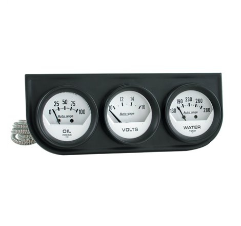 Autometer AutoGage Analog Console Oil/Water Temp/Volt 2in Gauges White Dial - Black Bezel