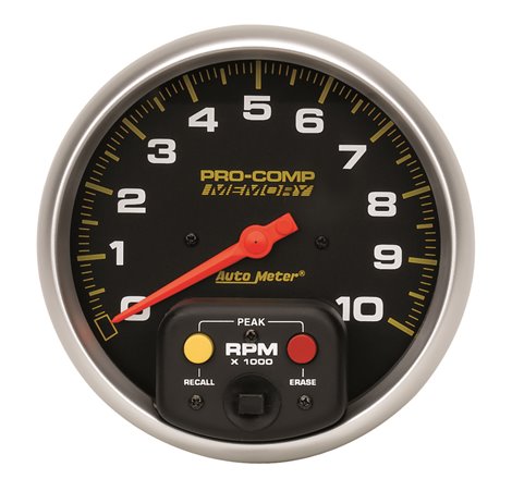 Autometer Pro-Comp 5 inch 10K RPM with Peak Memory  In-Dash Tachometer