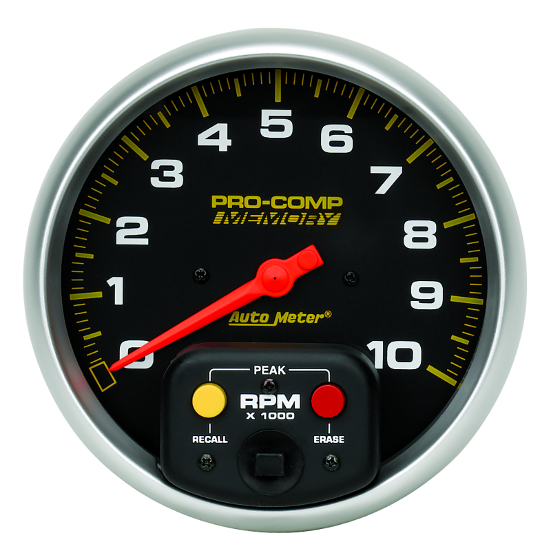 Autometer Pro-Comp 5 inch 10K RPM with Peak Memory  In-Dash Tachometer