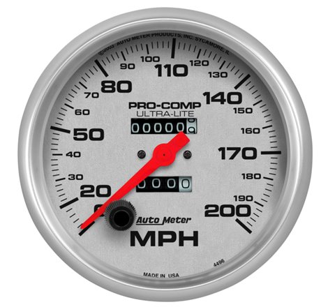 Autometer Ultra-Lite 5 inch 200 MPH Mechanical In Dash Speedometer