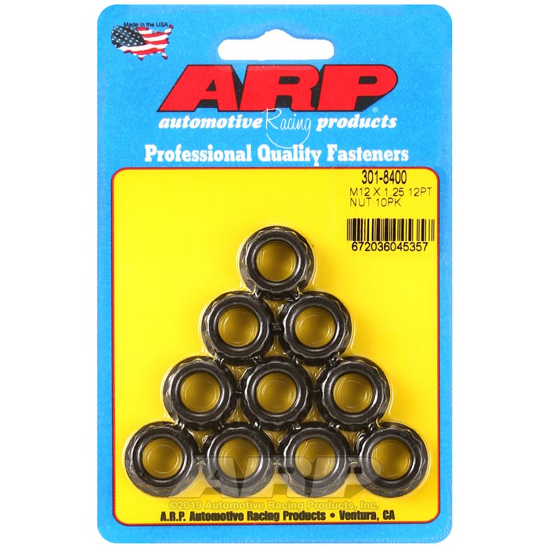 ARP 12mm x 1.25 16mm Socket 12pt Nut Kit (10 pack)