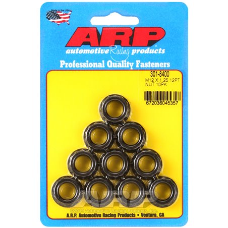 ARP 12mm x 1.25 16mm Socket 12pt Nut Kit (10 pack)