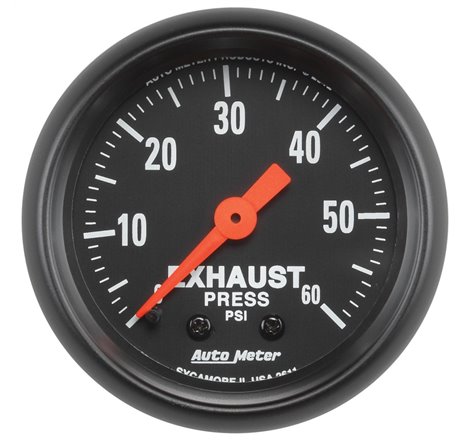 Autometer Z Series 52mm 0-60 PSI Mechanical Exhaust Gas Pressure Gauge