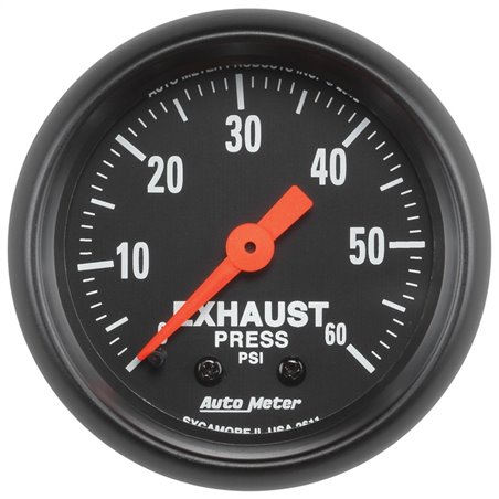 Autometer Z Series 52mm 0-60 PSI Mechanical Exhaust Gas Pressure Gauge