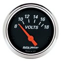 Autometer Designer Black 2 1/16in 18 Volt Electronic Voltage Gauge