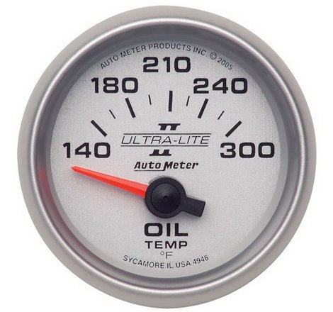 Autometer Ultra-Lite II 52mm 140-300 Deg F Electric Oil Temp Gauge