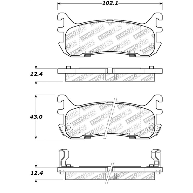 StopTech Street Touring 94-97/99-05 Miata w/ Normal Suspension Rear Brake Pads D636