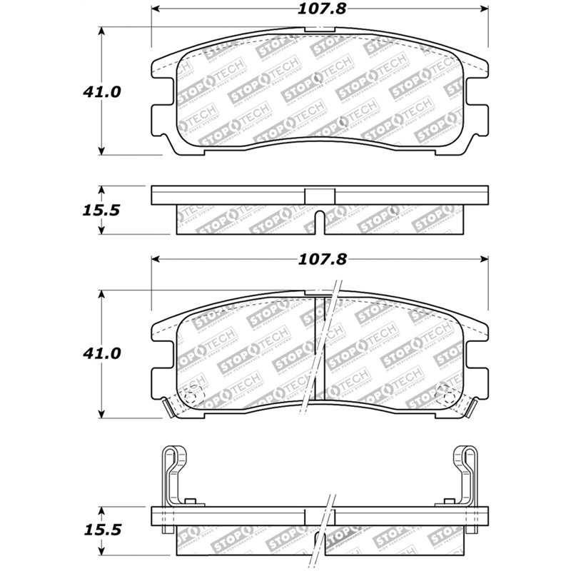 StopTech Street Touring 4/89-99 Mitsubishi Eclipse GST Rear Brake Pads