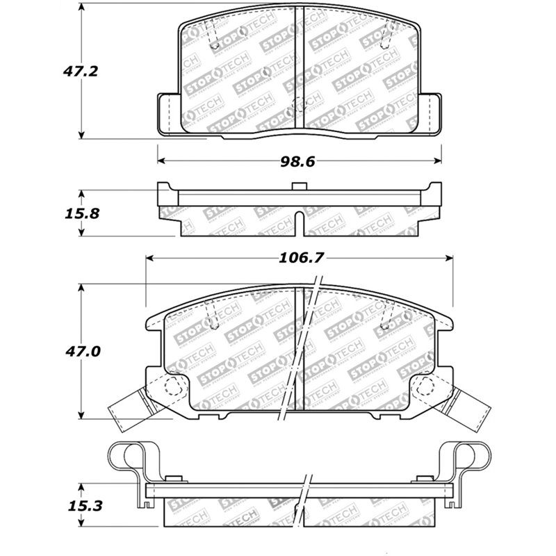 StopTech Street Touring 1/90-95/00-05 Toyota MR2/Spyder Rear Brake Pads