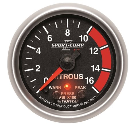 Autometer Sport-Comp II Pro Control 52mm 1600 PSI Nitrous Pressure Gauge