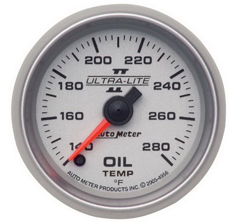 Autometer Ultra-Lite II 52mm 140-280 Deg F Full Sweep Electric Oil Temperature Gauge