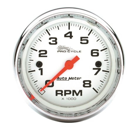 Autometer Pro-Cycle Gauge Tach 2 5/8in 8K Rpm 2&4 Cylinder White