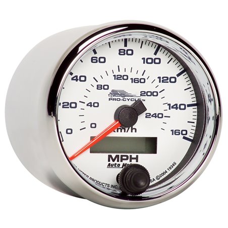 Autometer Pro-Cycle Gauge Speedo 2 5/8in 160 Mph/260Kmh Elec White