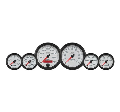 Autometer Pro-Cycle Gauge Kit 6 Pc. Kit 3 3/8in & 2 1/16in Bagger White